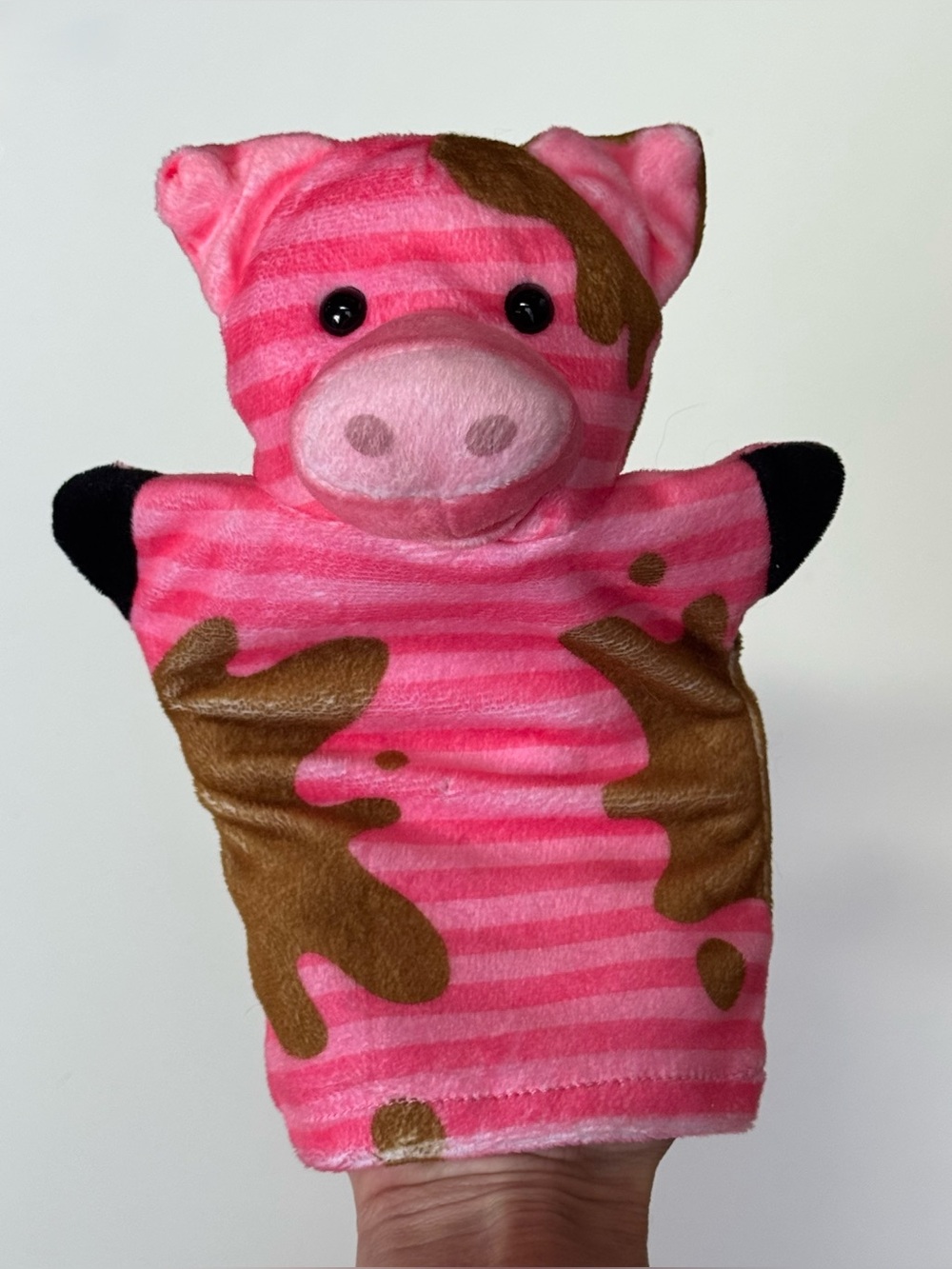 Melissa & Doug Pink Striped Muddy Pig Farm Friends Plush Hand Puppet for Kids